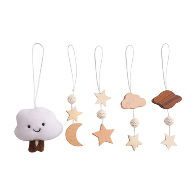 A Baby Play Gym Set Cartoon Cloud Rattle Pendant Baby Room Crib Stroller Decorative Toys Soft Cotton Baby Sensory Toys Baby Gift