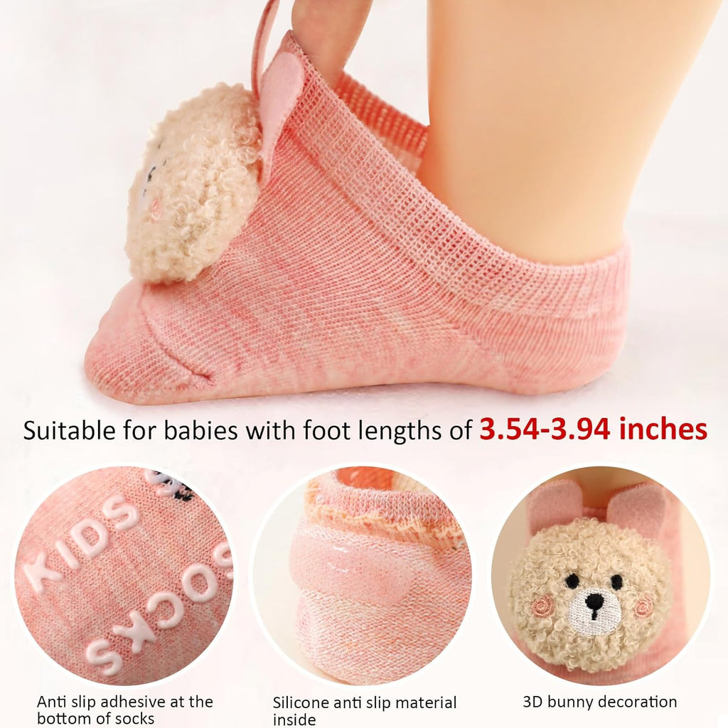 Baby Girl Socks,Non-Slip Grips for Babies Toddler Princess Girls Low Cut Ankle Socks 0-6 Months