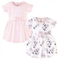 Baby and Toddler Girl Organic Cotton Short-Sleeve Dresses 2Pk, Wild Flowers, 3 Toddler