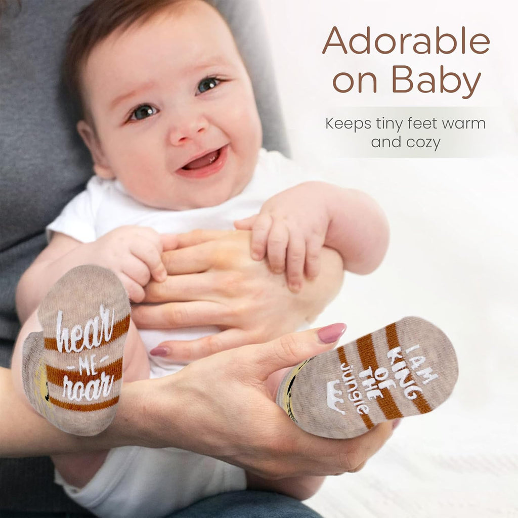Organic Cotton 8 Pair Baby Socks 0–6 Months - Newborn Socks with Gripper - Safe Walking Non-Slip Sole, Perfect Baby Gift and Registry - Baby Socks for Boys and Girls, Newborn Essentials