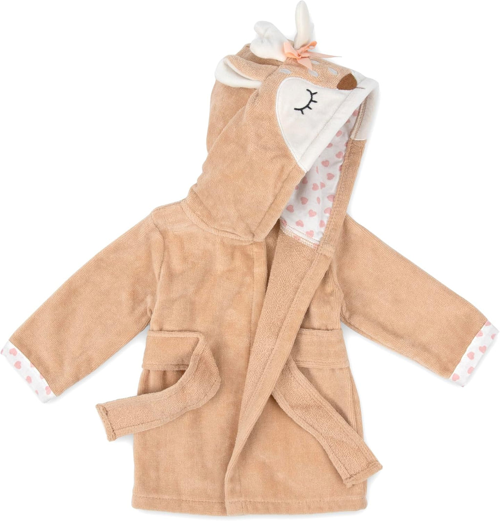 Unisex Baby Plush Animal Face Bathrobe Hooded with Tie Closure for Newborns and Infants 0-9 Months