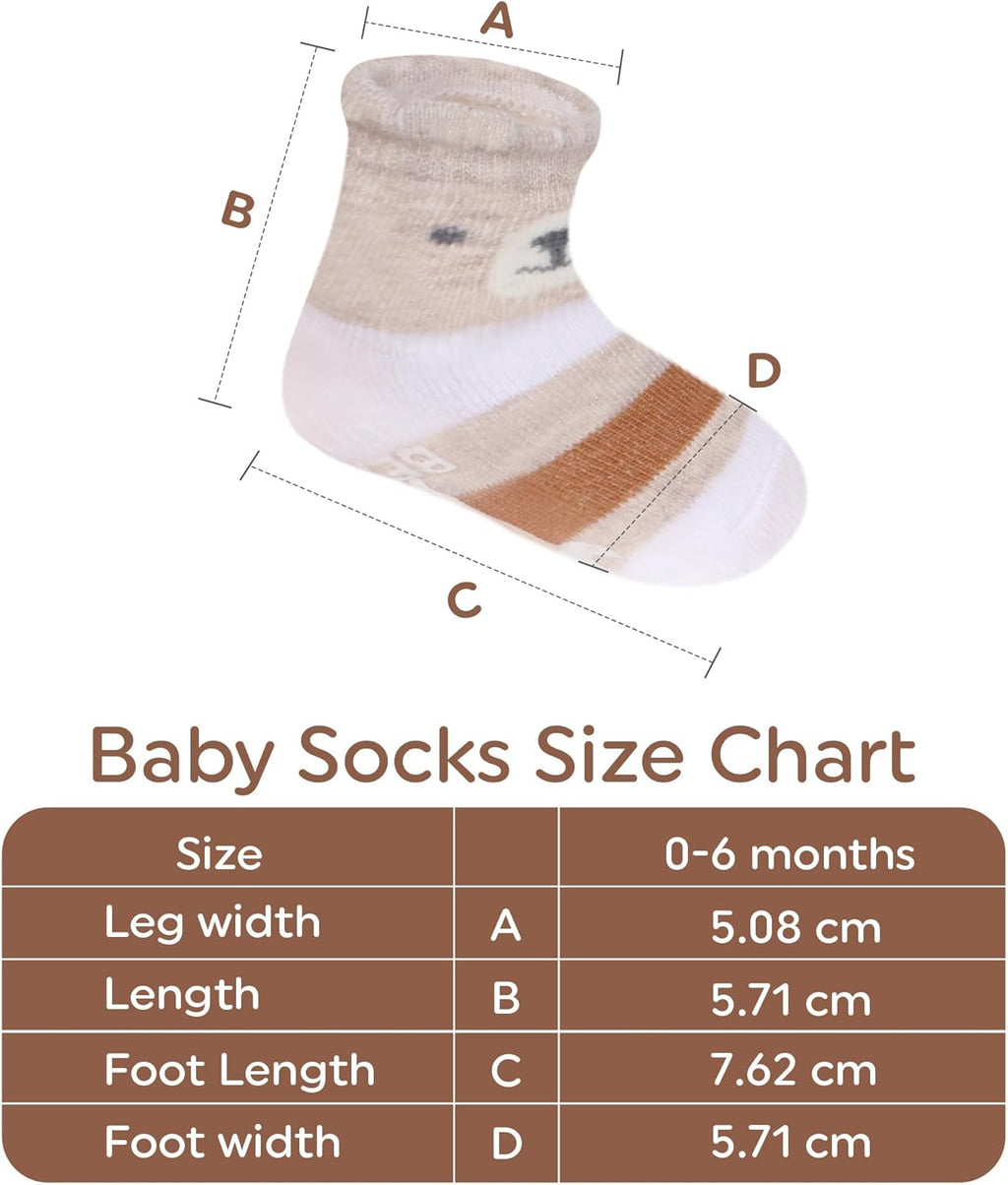 Organic Cotton 8 Pair Baby Socks 0–6 Months - Newborn Socks with Gripper - Safe Walking Non-Slip Sole, Perfect Baby Gift and Registry - Baby Socks for Boys and Girls, Newborn Essentials